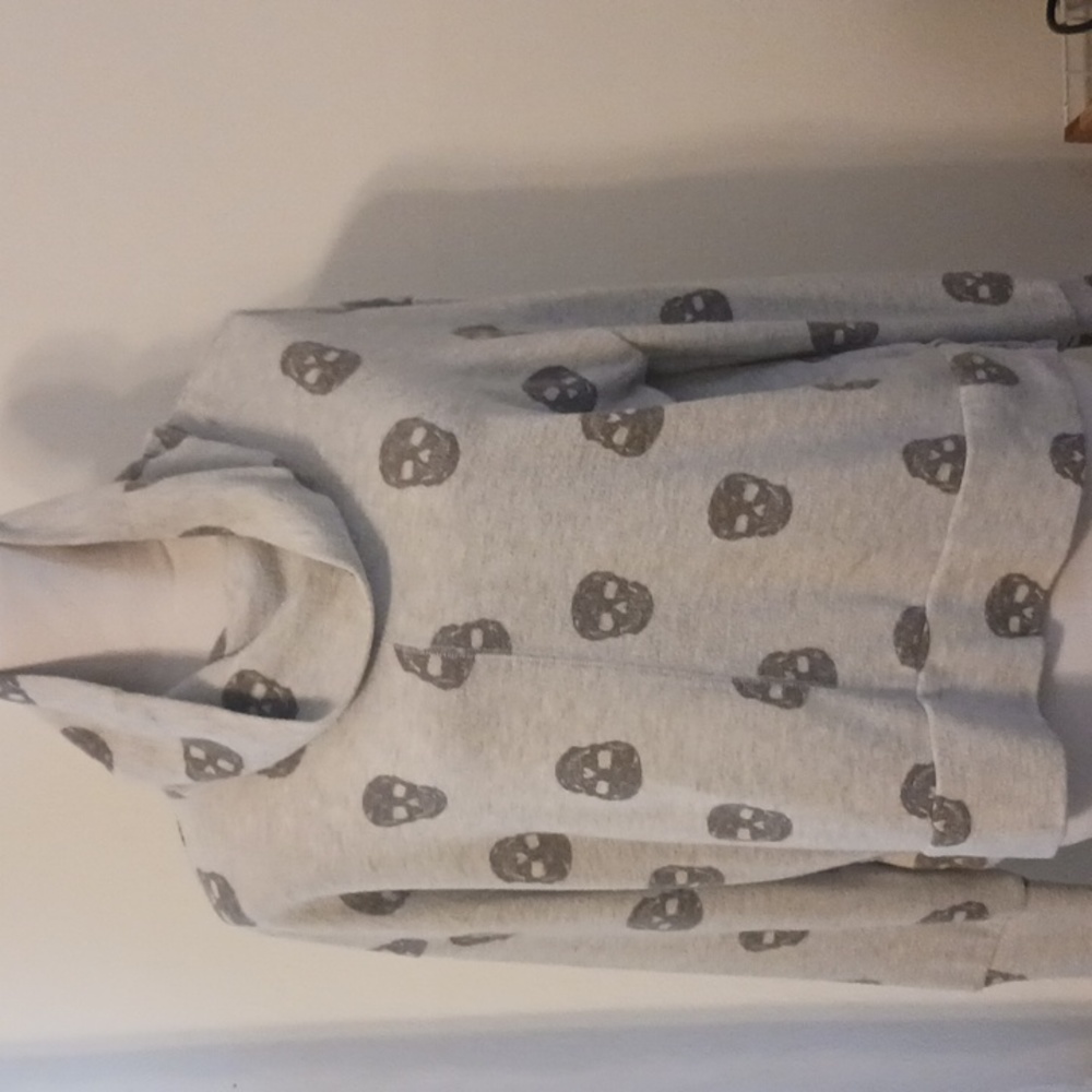 Cozie gray skeleton print versatile cowl neck top
